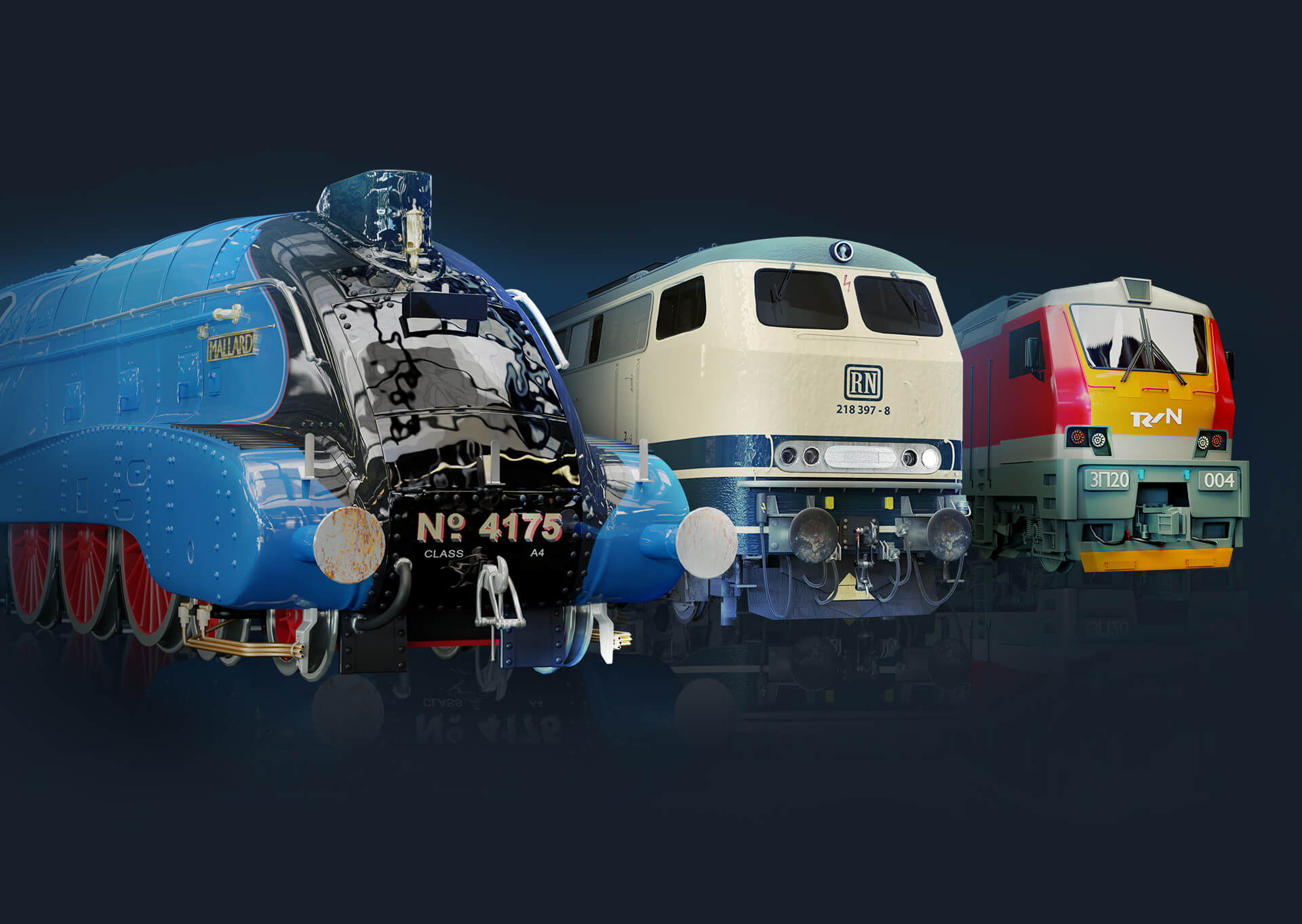 Historic railway periods with over 170 authentic engines.
